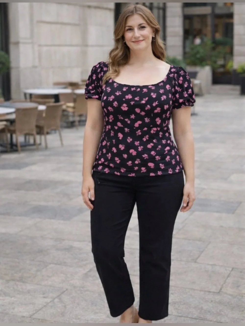 Boden T1006 BLK Floral Top